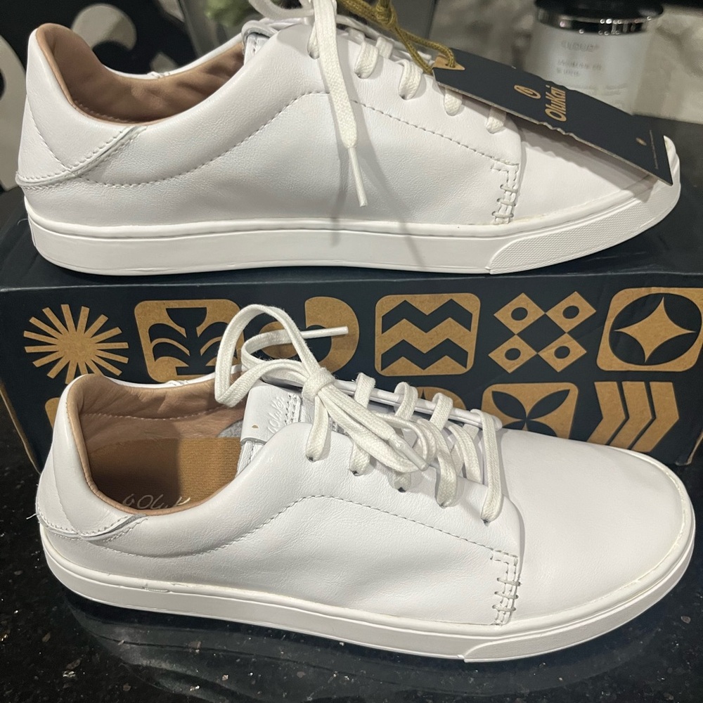 OluKai Pehuea Li 'IIi Women's Everyday Leather Sneakers 8.5 US White NEW - Picture 14 of 14